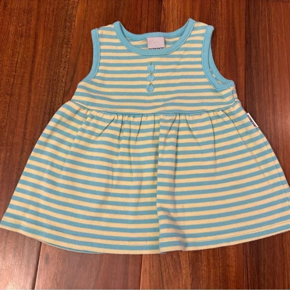 Osh Kosh B’Gosh vintage y2k blue/yellow stripe embroidered blue apple dress